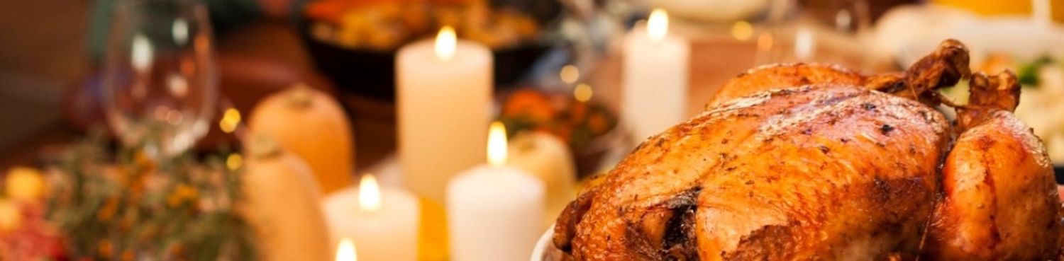 Candlelit traditional buffet, homemade roast chicken
